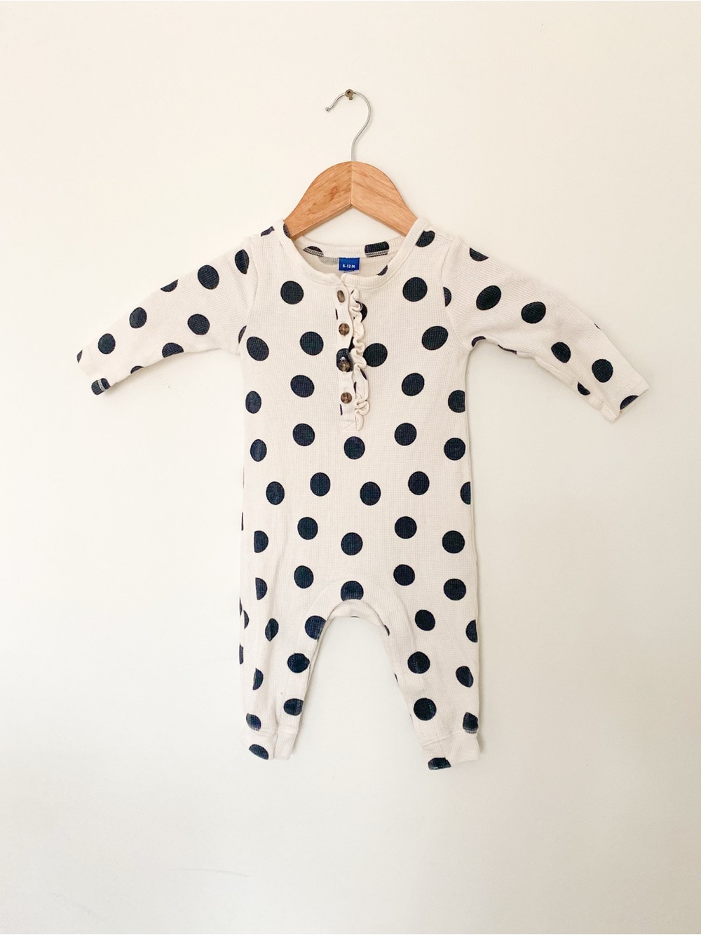 Old Navy Cream One-Piece with Navy Polka Dots